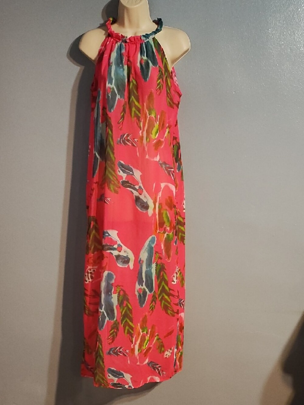Tropical Pink Halter Maxi Dress - Picture 3 of 17